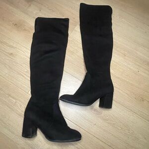 Black Over-the-Knee Block Heel Boots - Women